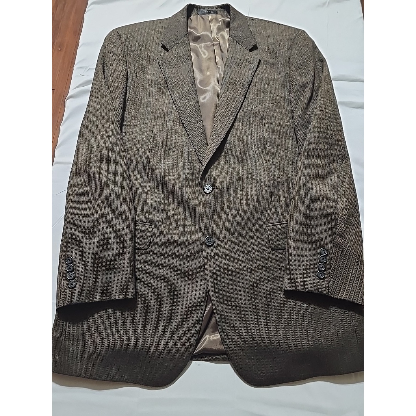 Lauren Ralph Lauren Brown Herringbone Mens Sport Coat 42l Blazer Suit Jacket